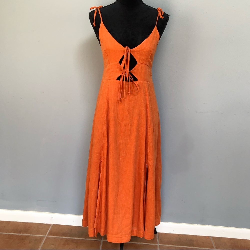 Free People Double Tie Front Linen Dress